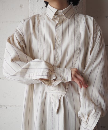RALPH LAUREN Stripe Grandpa Shirt IVPUR