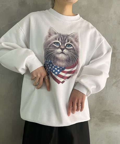 Cat Print Sweat WH