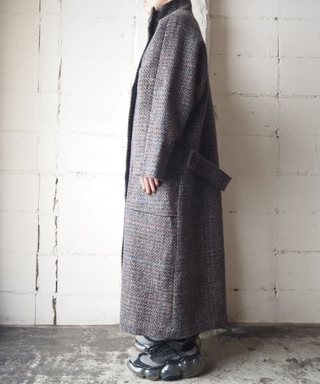 Herringbone Tweed Long  Chester Coat BRGR