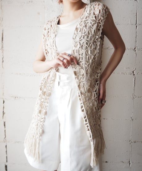 Crochet Fringe Knit Vest BE