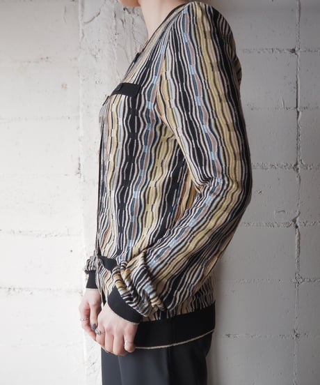 SUI BY ANNA SUI Stripe Collarless Cardigan BKYE