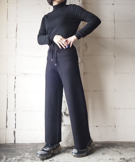 Wide Rib Knit Pants BK