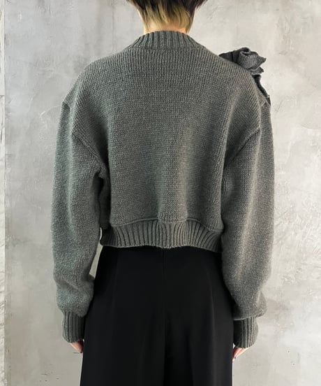 Remake Shoulder Fril Knit GR
