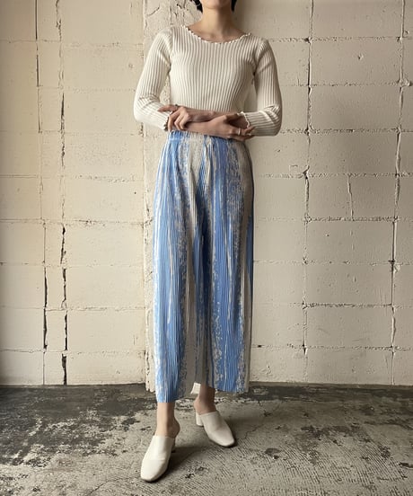 Bicolor Pleated Easy Pants LBLWH