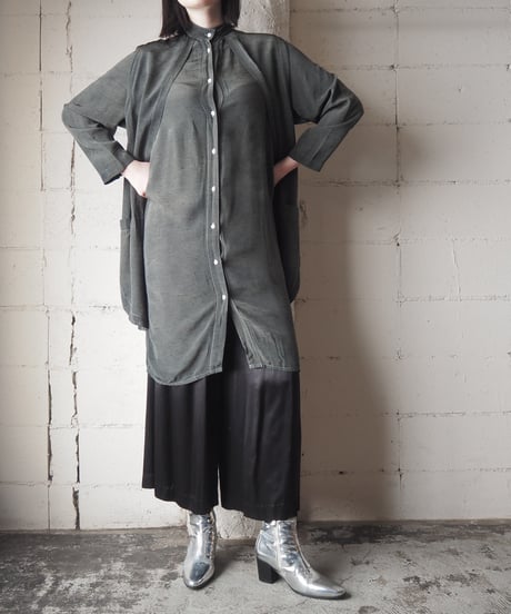 Layered Design Piece Dyeing Shirt Dress GR
