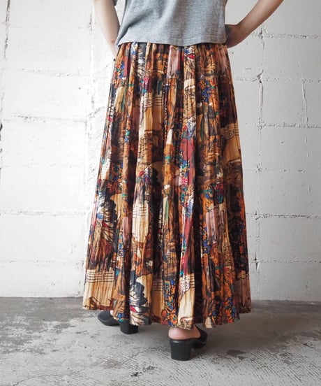 Native American Pattern Tiered Skirt BR
