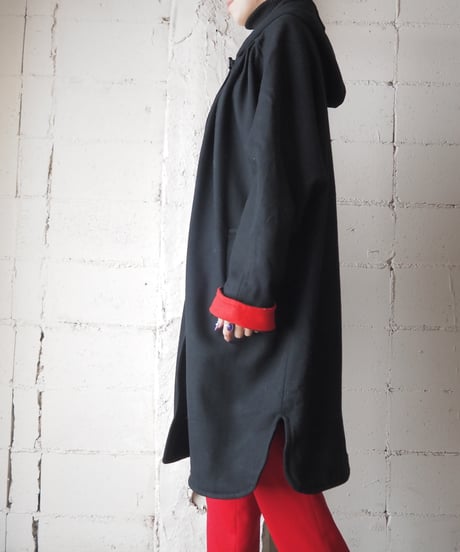 Bicolor Hood Wool Coat BKRE