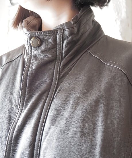 Stand Collar Fly Front Leather Jacket DBR