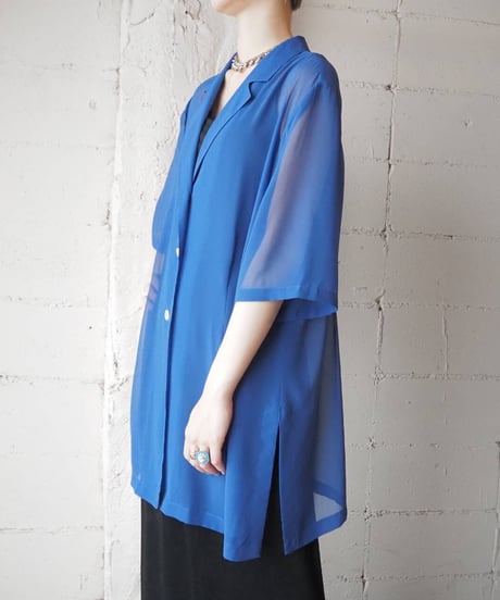 Open Collar Sheer Shirt BL