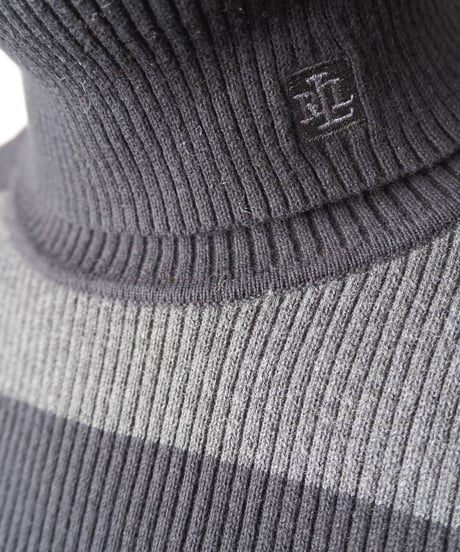 LAUREN Border Rib Turtle Neck Knit BKGR