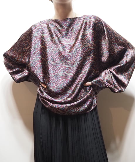 Paisley Pattern Collarless Blouse RE