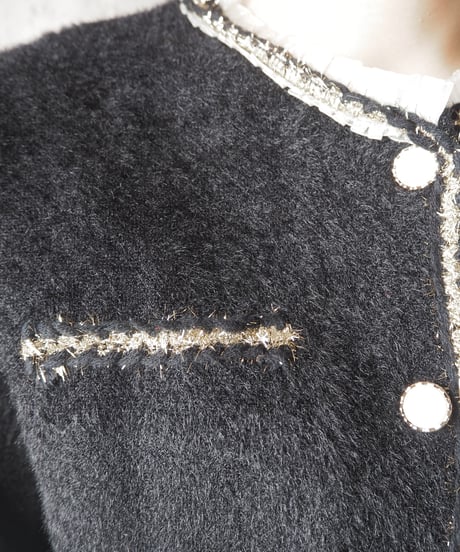 Lame × Frill Knit Jacket BKGD
