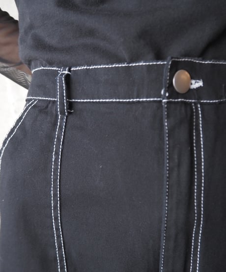 White Stitch Cargo Pants BK