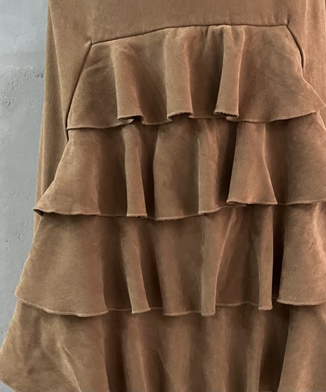 Fake Suede Frilled Design Skirt BR