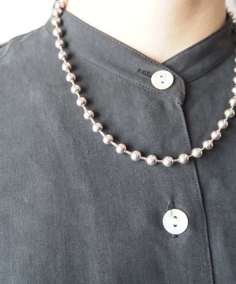 Band Collar Silk Shirt BK
