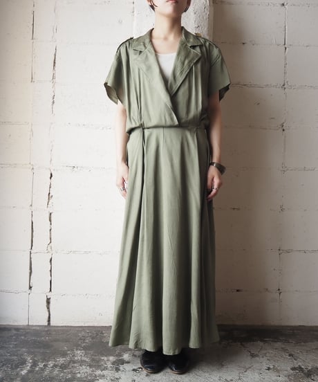 Open Collar Shoulder Button Dress KA
