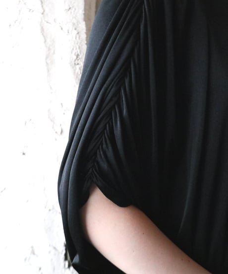 Short Sleeve Gather Dress BK
