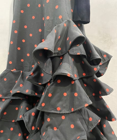 Dot Pattern Frill Hem Skirt BKRE
