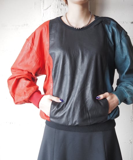 Tricolor Leather Pullover REBKNV