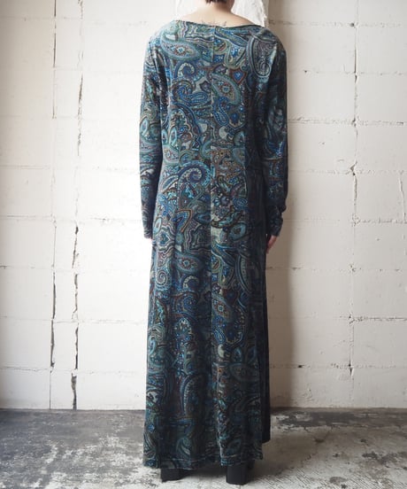 Paisley Pattern Velour Dress BL