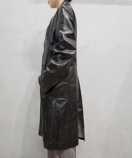 Leather Long Jacket BK