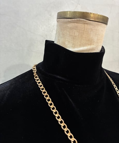 S/S Mock Neck Velour Tops BK