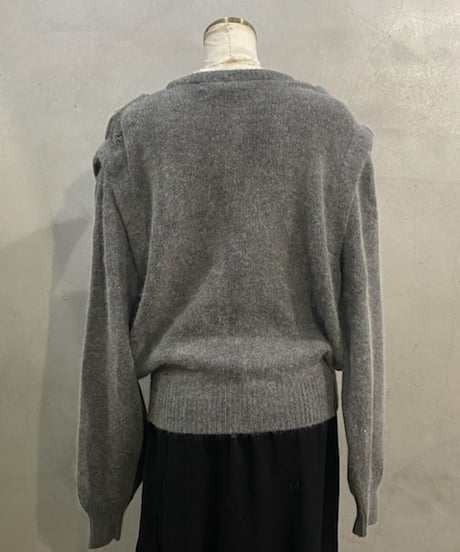 Angora Mix Pleted Design Knit GRY