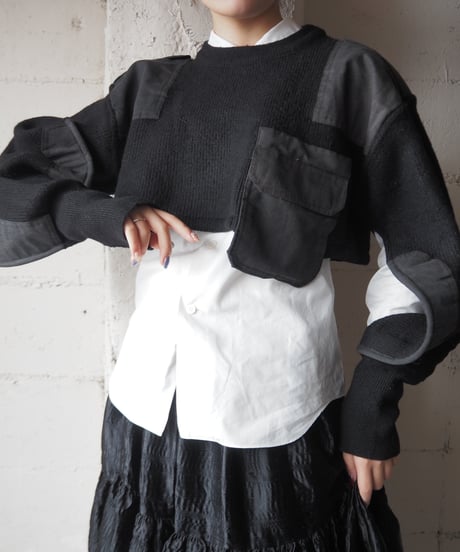REMAKE Command Pocket Short Sweater BK