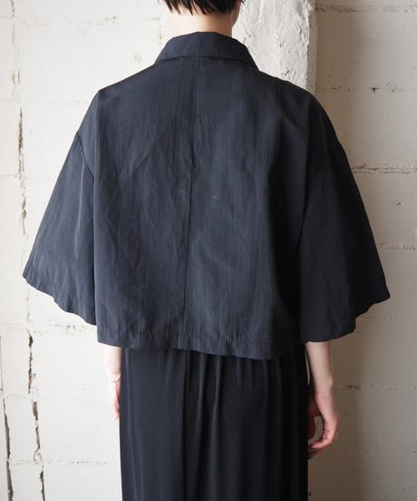 Big Button Nylon Short Jacket BK
