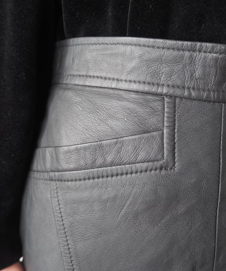 Leather Tight Midi Skirt BK