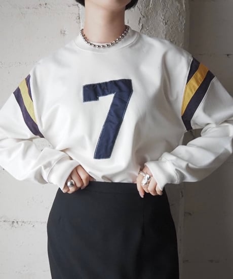 PHYS. ED. No.7 Football Tee WH NV YE