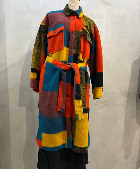 Desigual  Colorful Wool Coat OR BL YE