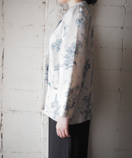 SAG HARBOR PETITE Floral Tailored Jacket WH BL