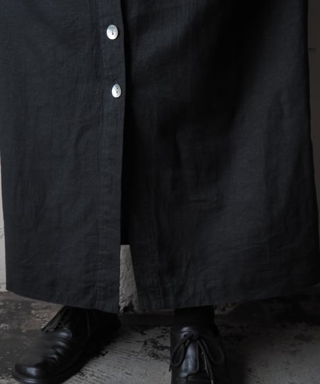 Linen Blend Long Shirt Dress