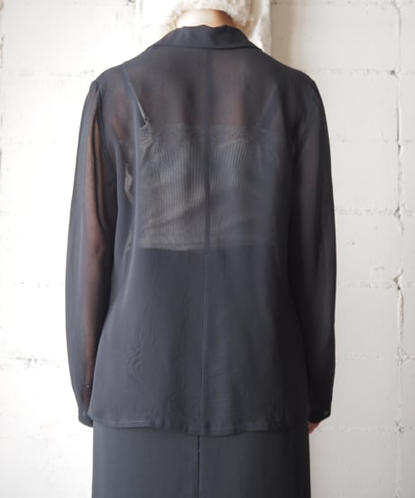Open Collar Sheer Shirt BK