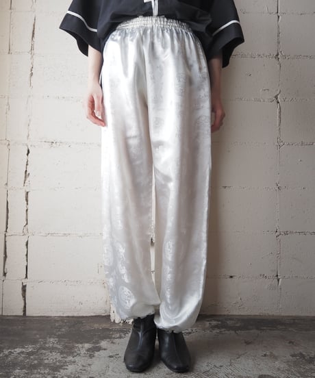 Dragon Pattern Wide Satin Pants WH
