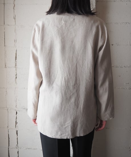 FLAX Collarless Linen Shirt Jacket BE