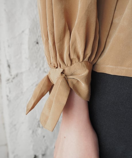 Tie Collar Gather Design Blouse BE