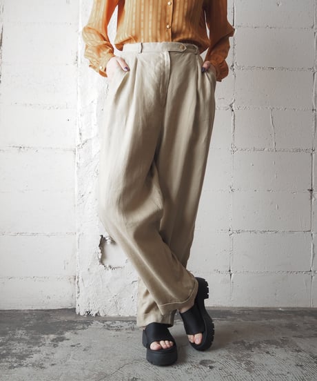 LAUREN Linen Tuck Pants BE