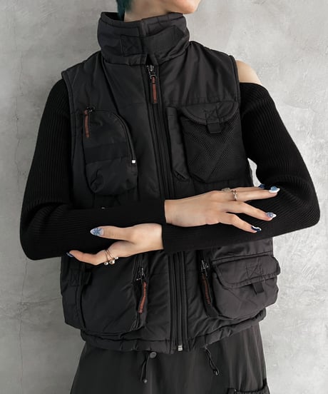 Many Pocket Nylon Vest BK