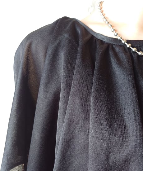 1970's Open Shoulder Pleated Skirt Dress BK