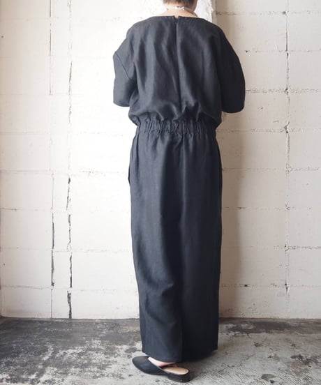 Short Sleeve Linen Jumpsuits BK