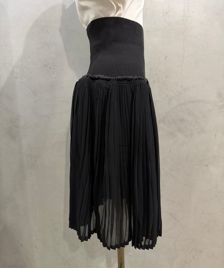 DIESEL Rib Waist Drawstring Pleats Skirt BK
