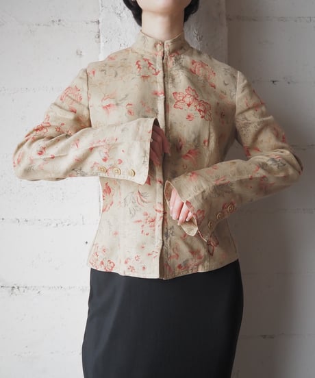 LAUREN Flower Print Linen Jacket BERE