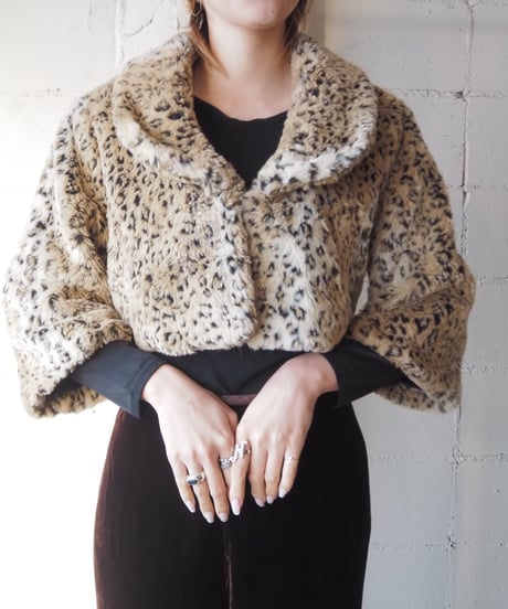 Leopard Pattern Short Fake Fur Jacket BE