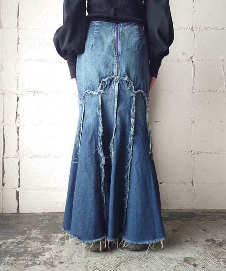 Mermaid Clashed Denim Skirt BL
