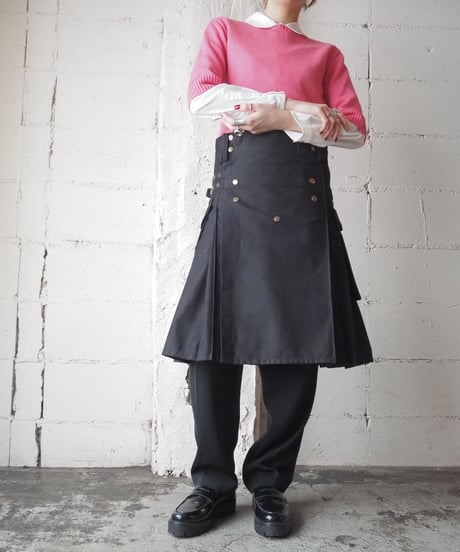 DNKE Side Pocket Pleats Wrap Skirt BK