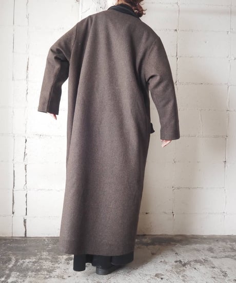 FLAX Velour Collar Long Coat BR