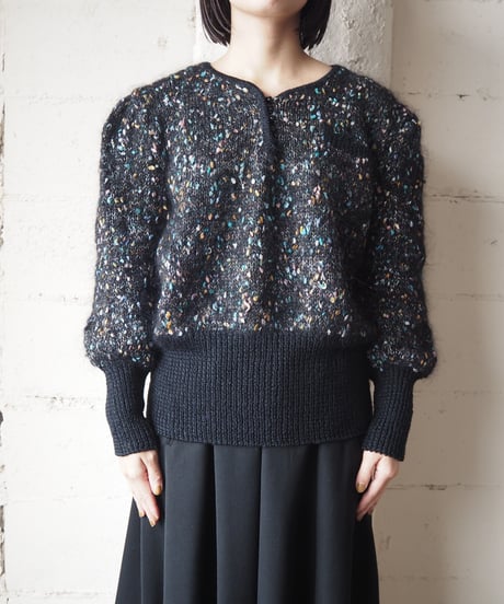 Mix Color MohairLong Rib Knit BK
