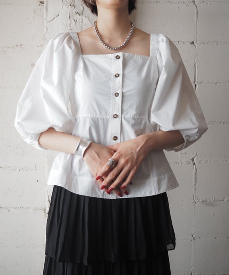 GANNI Volume Puff Sleeve Blouse WH